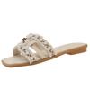 Neue Perlenstrand 2025 Drag Sommer flache Hausschuhe Damenbekleidung weiche Sohle vielseitige H-Sandalen