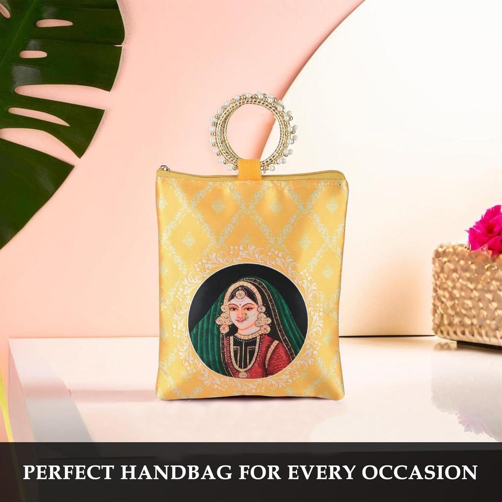 2 Stück Seide Kleine Handtaschen für Damen Stilvoll mit Reißverschluss & Henkel | Traditionelle Handheld-Taschen für Damen | Ethnische Damen Geldbörse Handtasche für Gastgeschenke