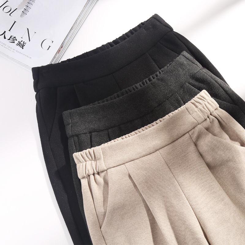 Women's High-Waisted Woolen Slimming Carrot Suit Pants - Autumn/Winter Casual Loose Fit Harem Style