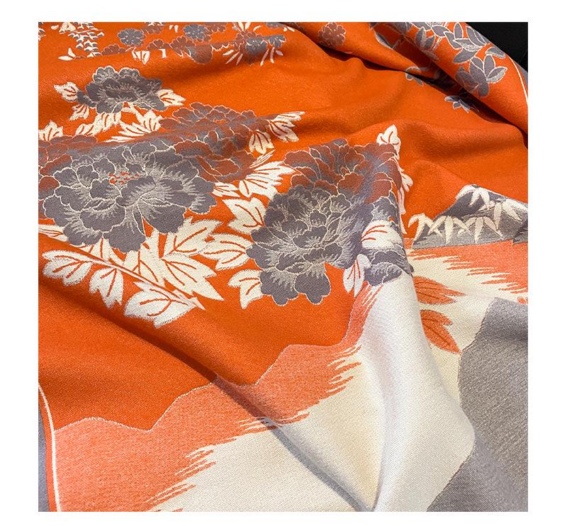 Retro Floral Chinese-Style Imitation Cashmere Shawl for Women - Cozy Winter Office Blanket & Elegant Air-Conditioned Room Scarf for Mothers