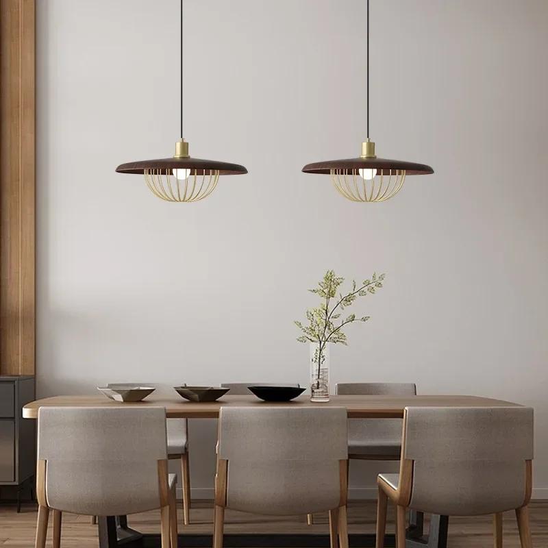 Nordic Art Dining Table Creative LED Pendent Lamp Iron Imitation Wood Chandelier Bar Bedroom Lighting Ceiling Home Decoration
