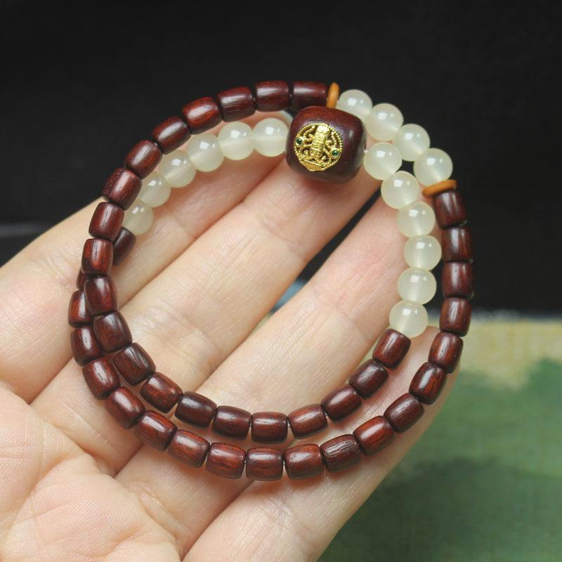 5mm Blood Sandalwood Double Layer Bracelet Minimalist Literary Prayer Beads Ornament