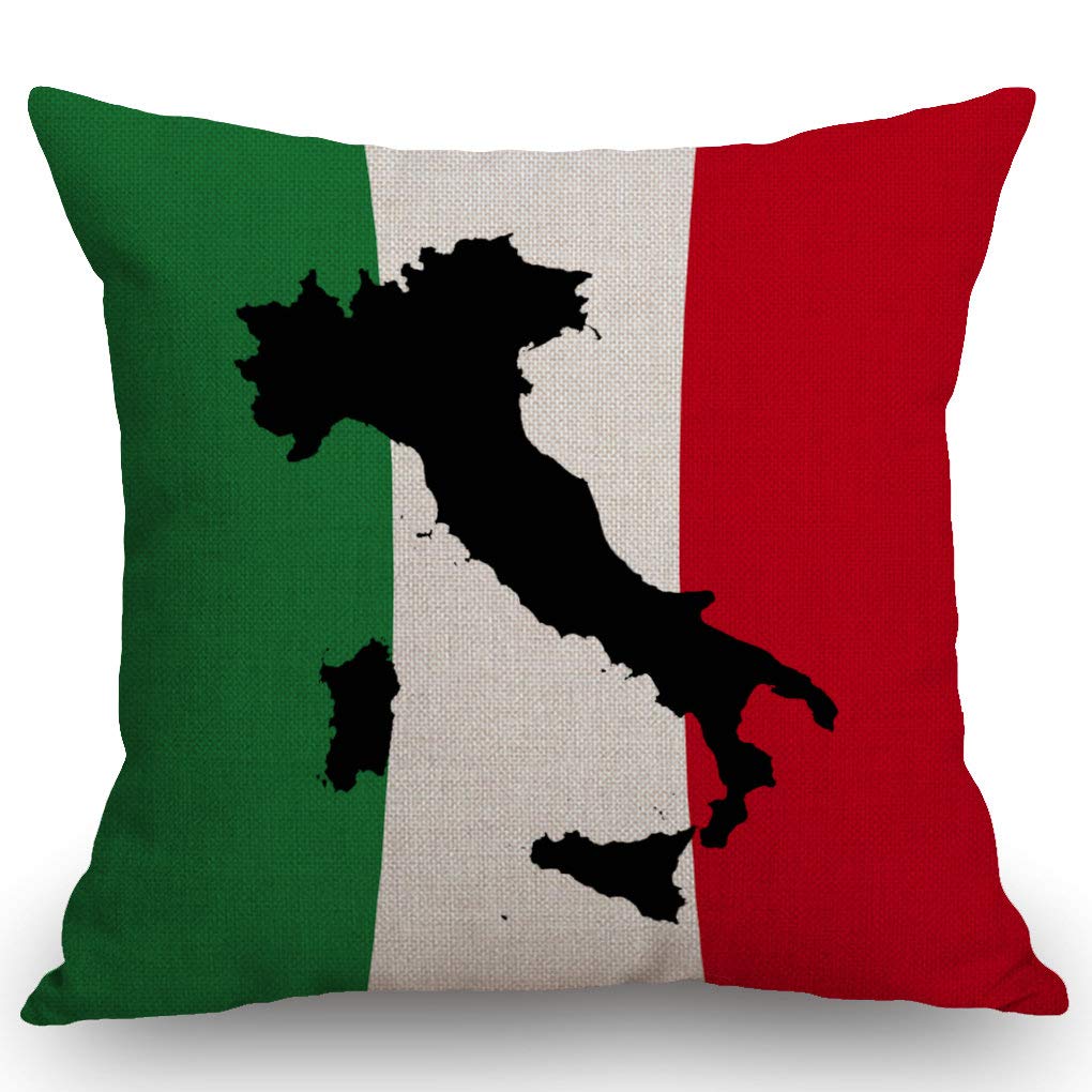 Italy Flag Map Pillow Cover Italian Tricolor Country Silhouette Cushion Case Europe Travel Theme Home Decor Throw Pillowcase