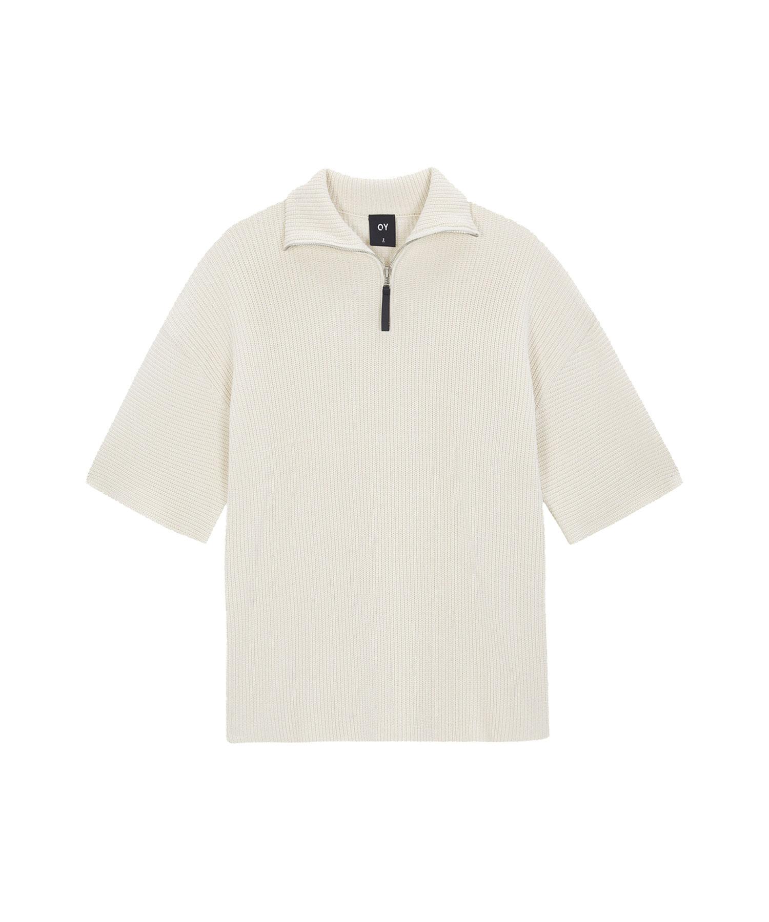 Oy Logo Zipper Turtleneck Half Knit - Ivory Ivory/1Size