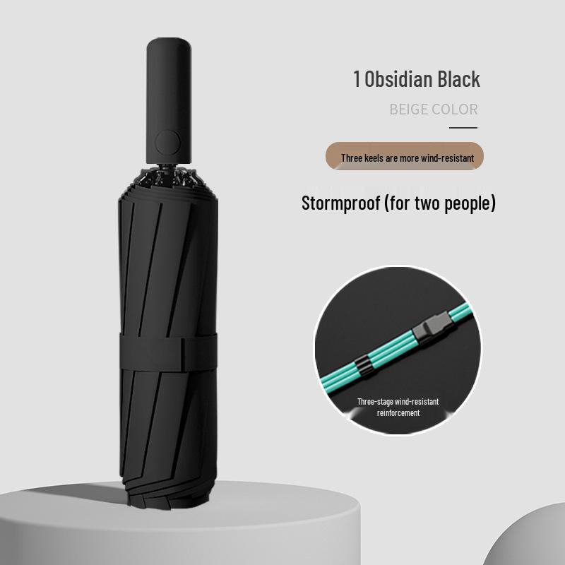 Automatic Buckle Women’s Umbrella: Windproof, Reinforced, Sun & Rain UV Protection