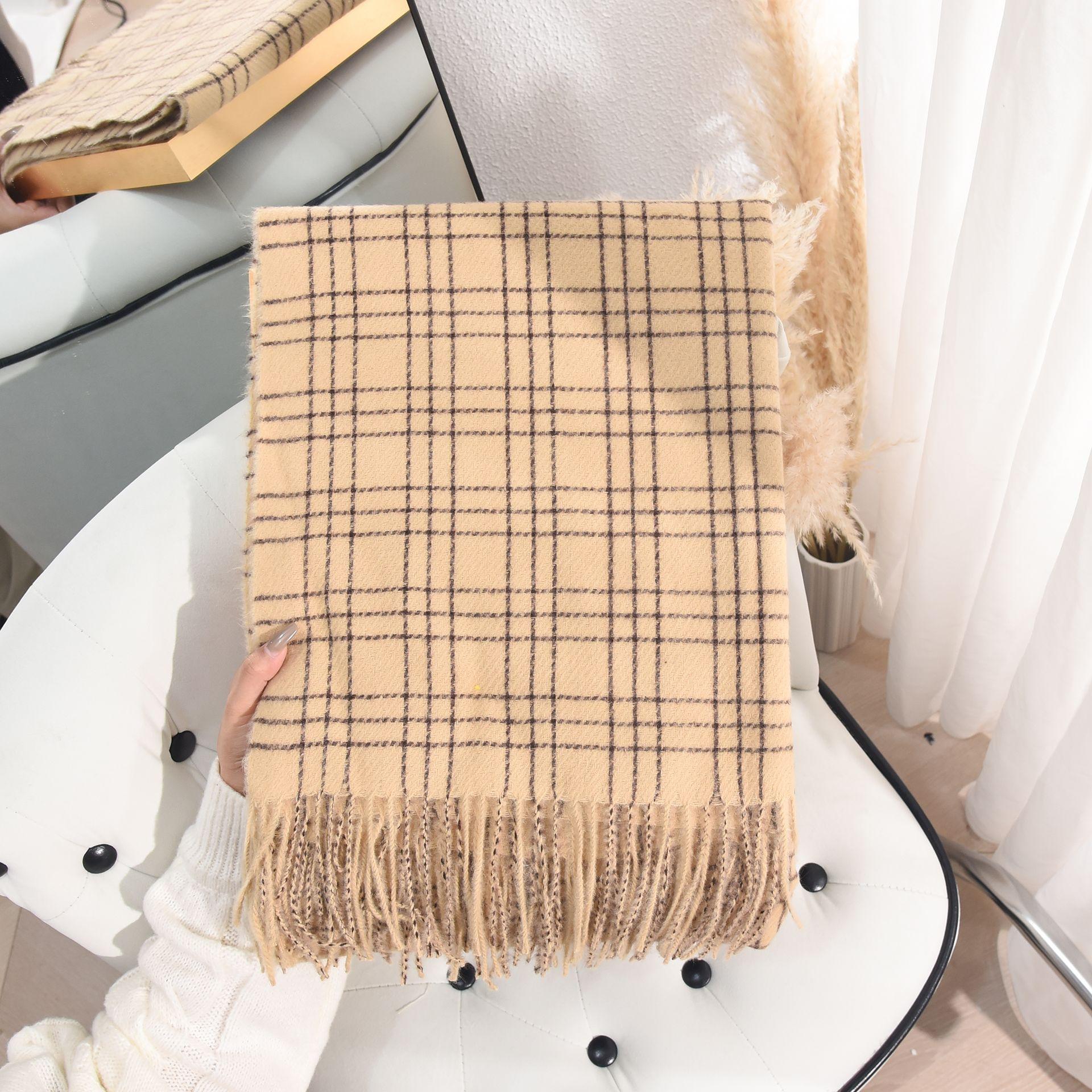

Fashion plaid scarf autumn and winter atmosphere couple advanced feeling college style imitation cashmere thickened warm scarf 66*180