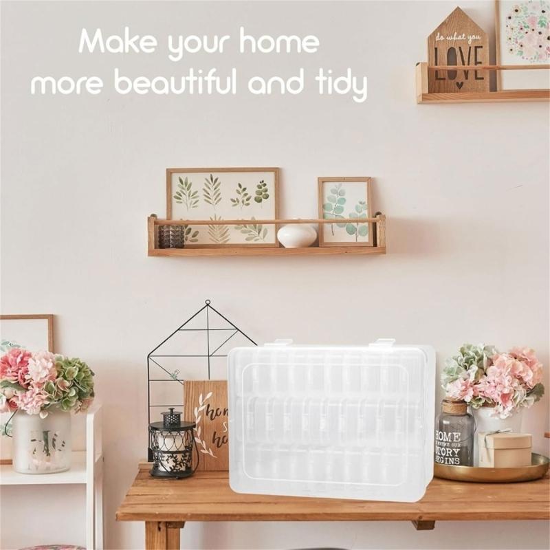 Stylish 30 Compartment Clear Organizers Box Sturdy Plastic Storage Case Portable for Jewelry Beads Desk Accessories
