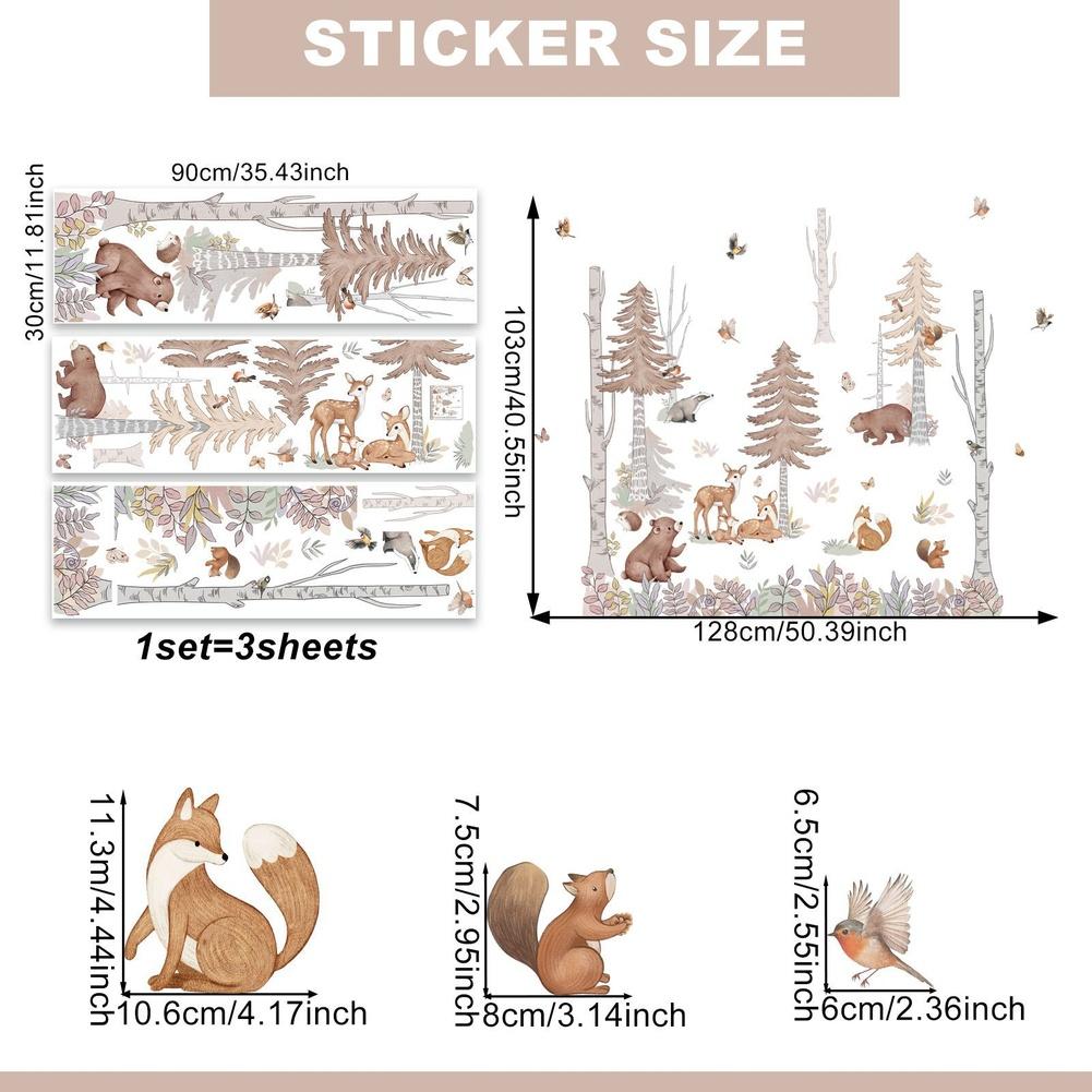 PVC Wall Stickers Cartoon Girl Animal Tree For LEAF Patterns Self-Adhesive for Home Walls and Tiles Decoration