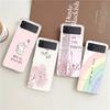 Transparent Phone Case For Samsung Galaxy Z Flip 3 4 5 6 7 Hard Folding PC Z Flip3 Flip4 Cover Korean Letter