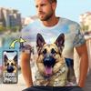Camiseta Personalizada para Homens com Foto de Pet Design Sua foto Personalizada 3D Estampa Total camiseta de corrida Camiseta Personalizada Presentes Abstrato Homens