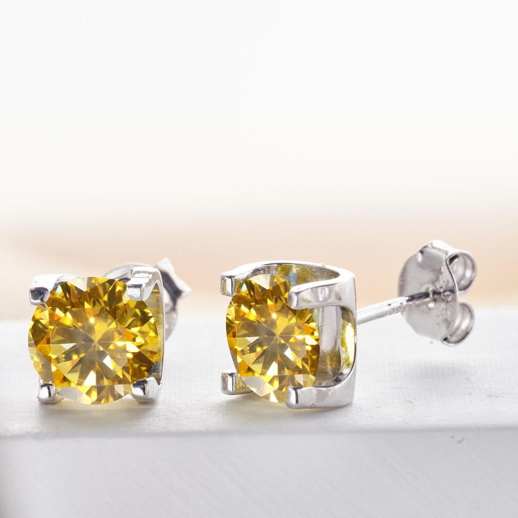 6.5mm Four Prong Moissanite Stud Earrings S925 Sterling Silver D VVS1 Fine Jewelry For Men Women