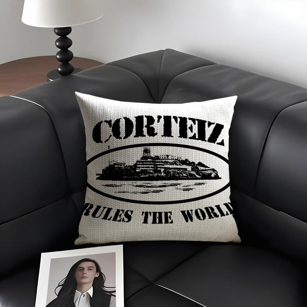 CCorteiz Brand Cushion Cover Natural Linen Organic Fabric DoubleSided Printing Sofa Home Decor Gift Pillow Case