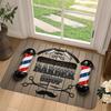 Mat met Barbershop Thema Antislip Vloermat met Print van Barbierpaal & Barbershop Gereedschap voor Salon Entree, Huismat in Barbershop Kleuren