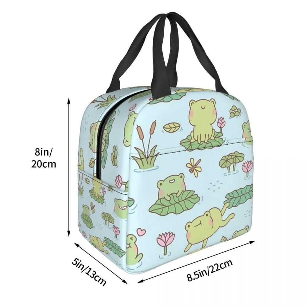Cute Frog On Lotus Leaves Insulated Lunch Bag for Kids School Cooler Thermal Food Box Tote Portable Lunch Boxes Container