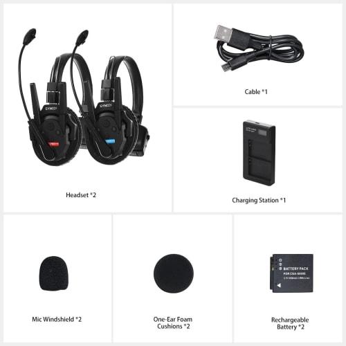 SYNCO XTalk XPro2 2.4GHz Wireless Headset Intercom System with Microphone, Random Master Device, 500m Operating Range, Real-Time Monitoring, AI Noise
