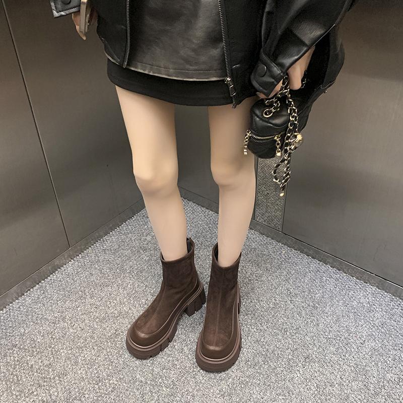 Fashion Designer Vintage Winter Platform High Heel Women Ankle Boots Fashion Zippers Short Booties Designer Botas De Mujer