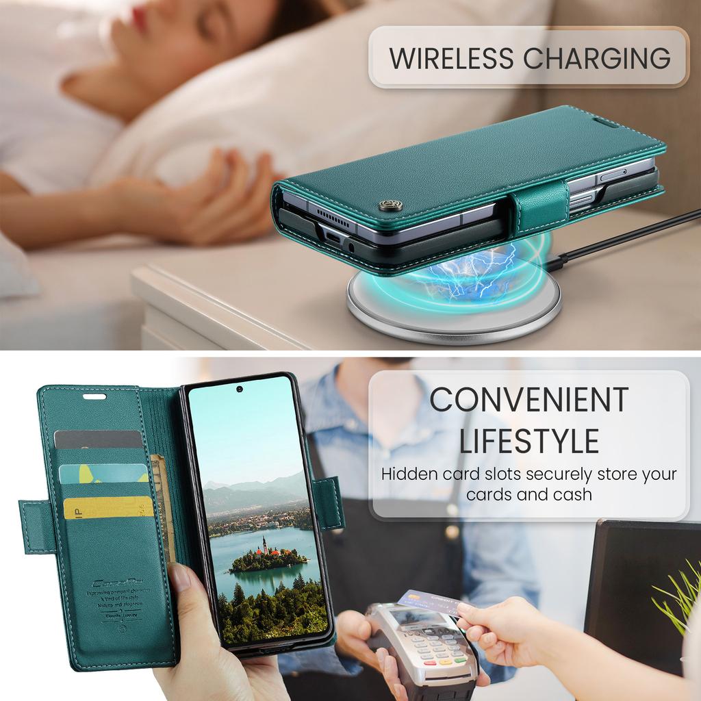 För Samsung Galaxy Z Fold7 5G Fodral CASEME 023-serien RFID-blockerande Läderplånbok Stöd Telefonfodral