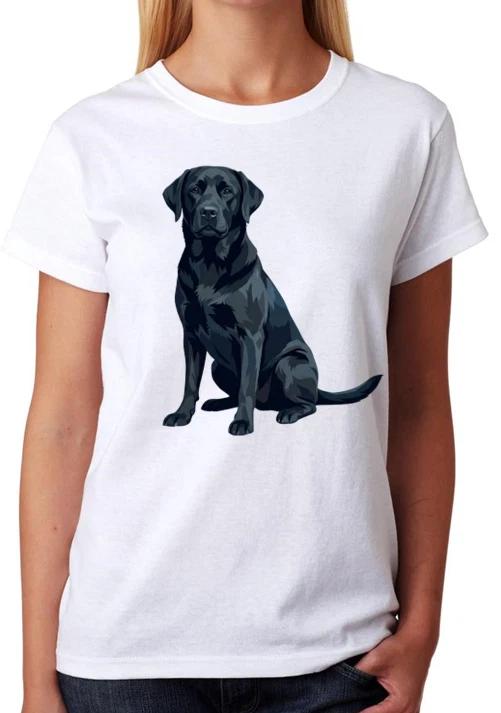 Black Labrador Retriever Dog T-Shirt Lab Pet Lover Animal Ladies Tee S