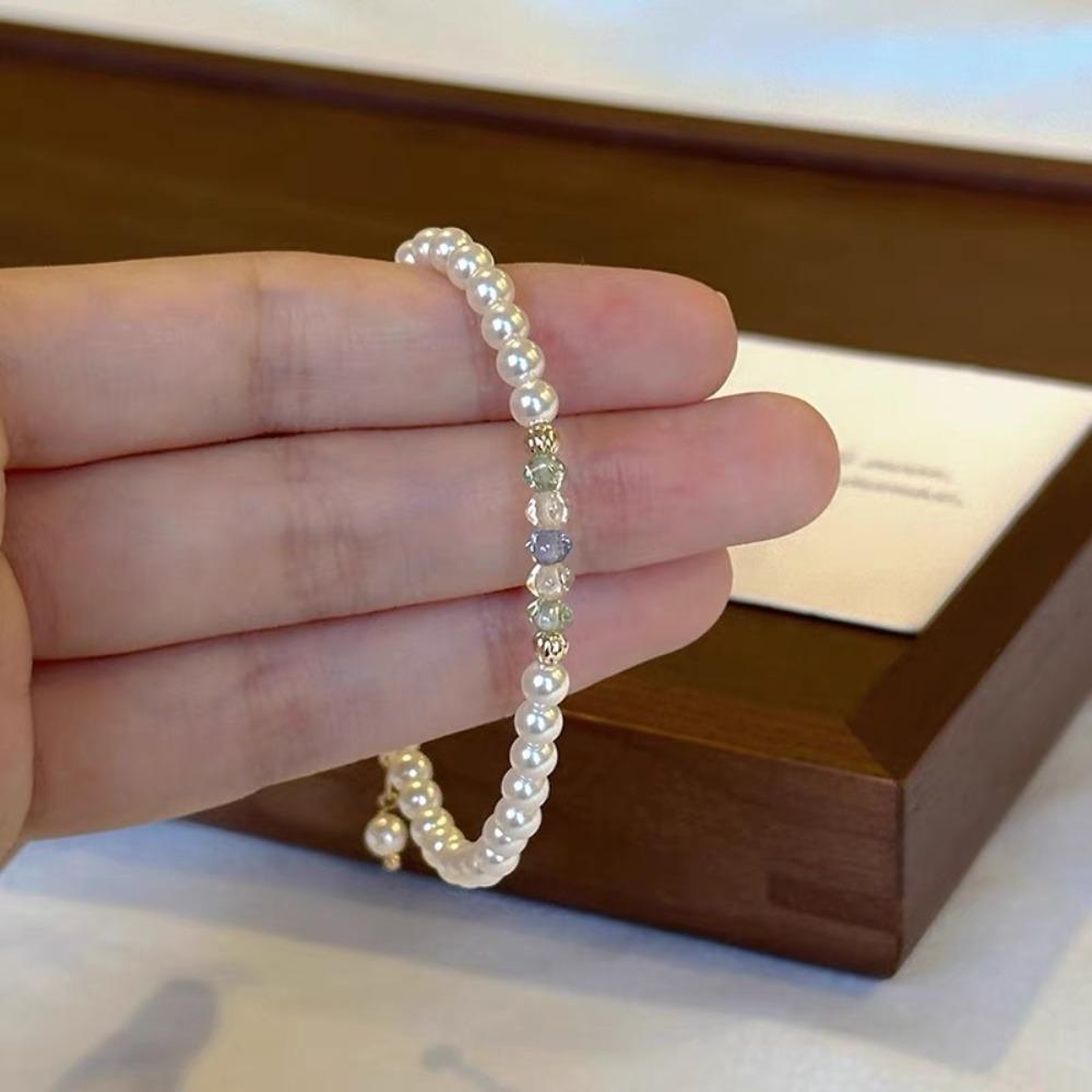 Charm Temperament Lustrous Smooth Imitation Pearl Colorful Beaded Bracelets for Women Exquisite Trendy Jewelry Accessories Gift