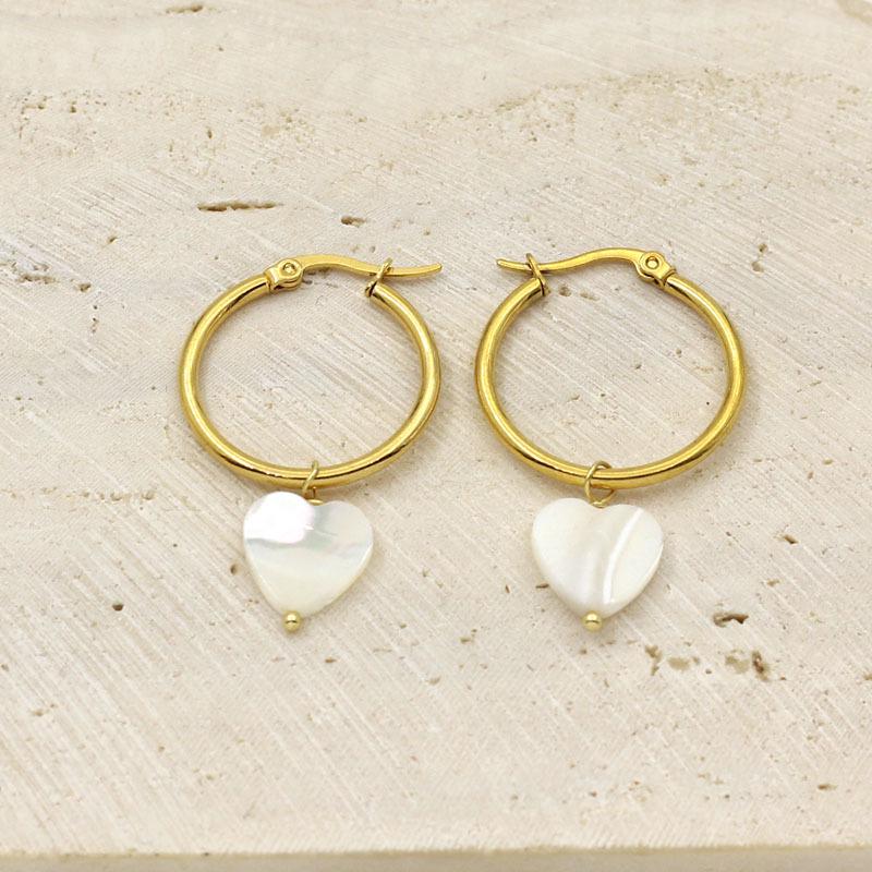 Heart and Four-Leaf Clover Stainless Steel Earrings - Light Luxury, High-End Feel.