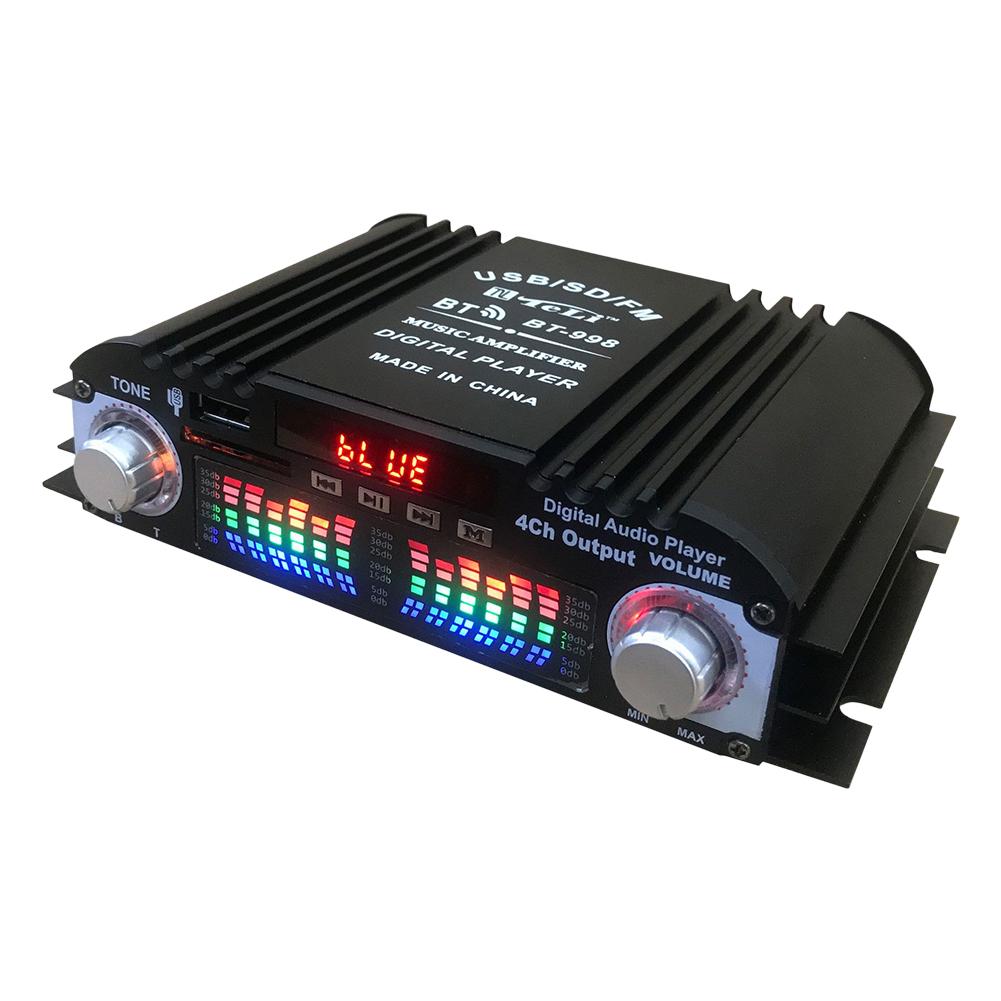 1600W 12V Car BT HiFi Stereo BT-998 Čtečka karet USB s FM rádiem USB Flash Auto Drive 4kanálový zesilovač Nástroje pro dálkové ovládání