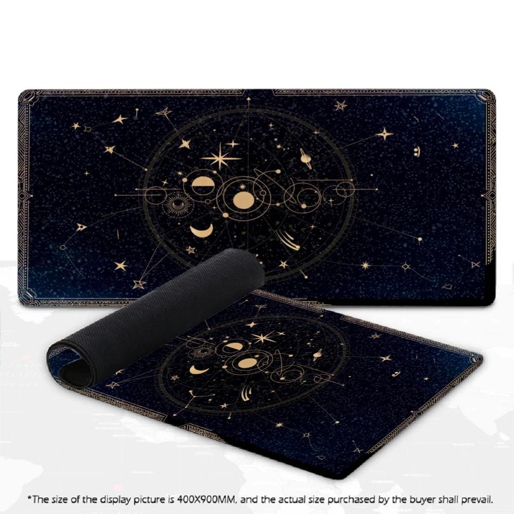 XXL Gaming Mouse Pad Zodiac Moon Phase Magic Circle Starry Deskmat Overlock Rubber Keyboard Mat PC Gamer Computer Accessories