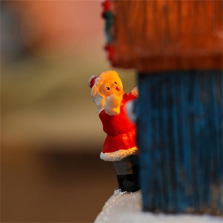 LED Light Up Christmas Ornament Resin House Shape Figurine Desktop Decoration Miniature Cottage Statue for Office