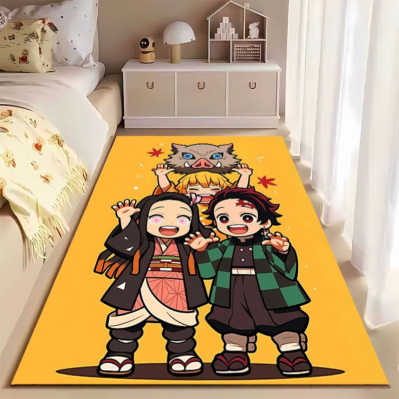 Cute Anime Characters On Yellow Suitable As a Non-slip Mat for the Living Room or Bedroom Sofa