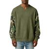Men's Camouflage Stylish V-Neck Ribbed Textured Long-Sleeve T-Shirt
