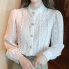 Autumn Women Blouse Long Sleeve White Lace Blouse Shirt Women Tops Stand Collar Blouse Women Clothing J16