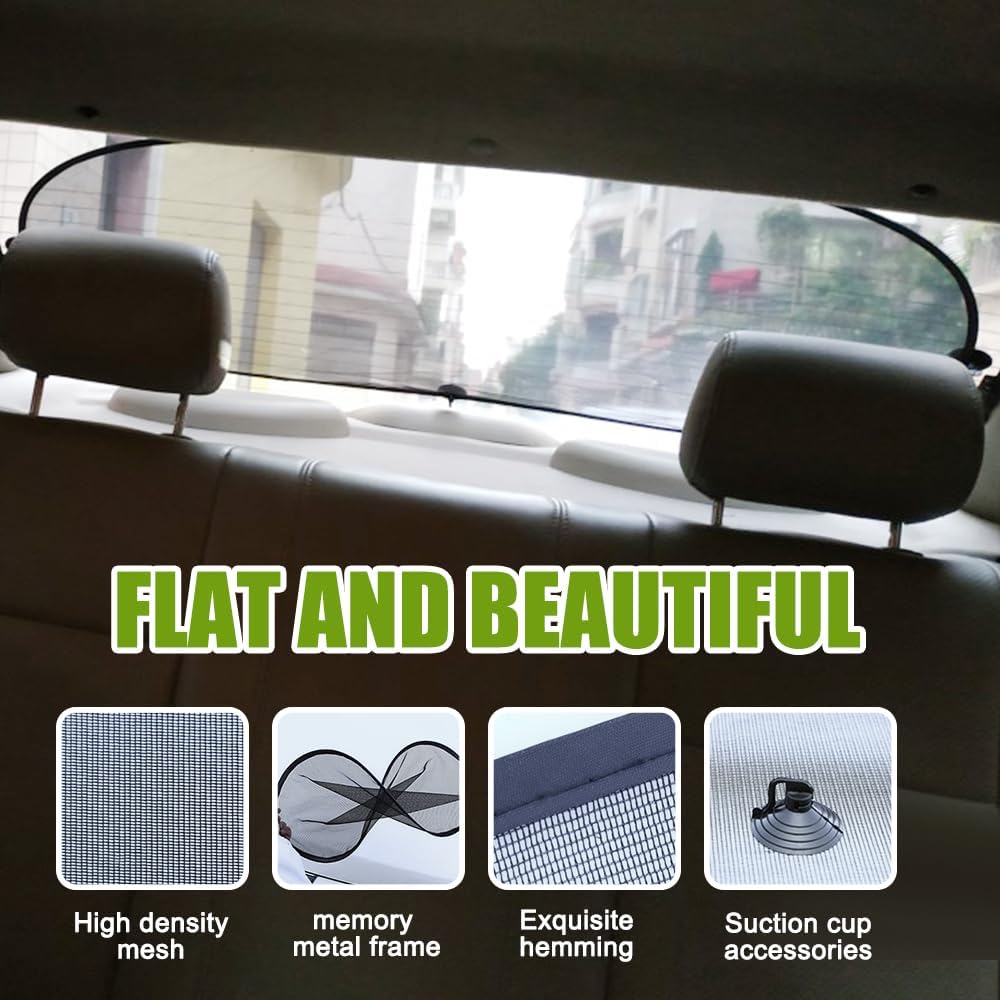 Car Rear Window Sunshade, 20"×40" Rear Window Sun Shade Blocker With Suction Cups, Mesh Sunlight Shield Provide Glare Shield And UV Rays Protection