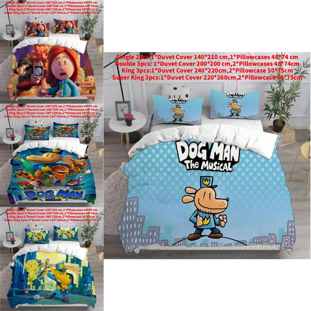 Dog Man Bed Set With Polyester Fabric Modern Minimalist Style For Bedroom Decor