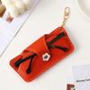 Korean Flower Glasses Case With Keychain Eyewear Holder Soft PU Leather Sunglasses Bag  Men