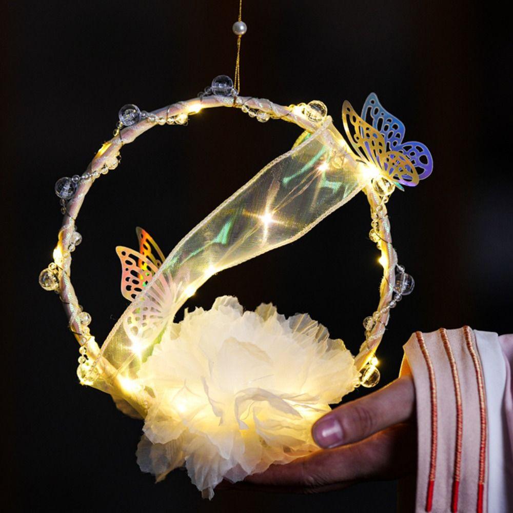 DIY Material Bag Mid-Autumn Festival Lantern DIY Handmade Lotus Flower Shape Handheld Rabbit Lantern Chinese Style Luminous