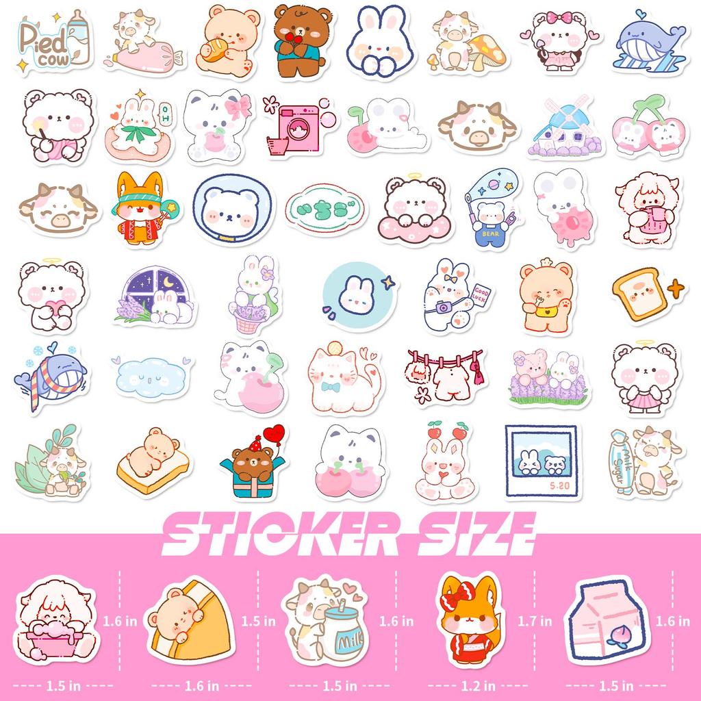 100 Cute Bear Stickers: Cartoon Stationery for Water Bottles & Notebooks