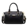 Contrast Splicing Mini Boston Bag For Women Retro Style Handbag With Metal Plate For Daily Work School Shopping Travel