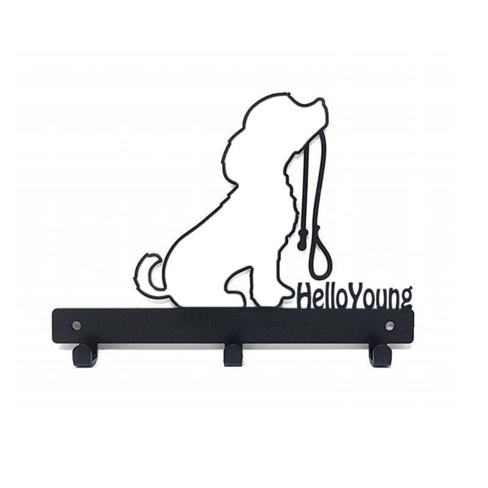 1pc Iron Crafts, Dog Lead/Leash Key Coat Door Towel Hanger Holder Rack Key Hook - DOG WITH LEAD, Wall hanging,Wall-mounted,Hooks