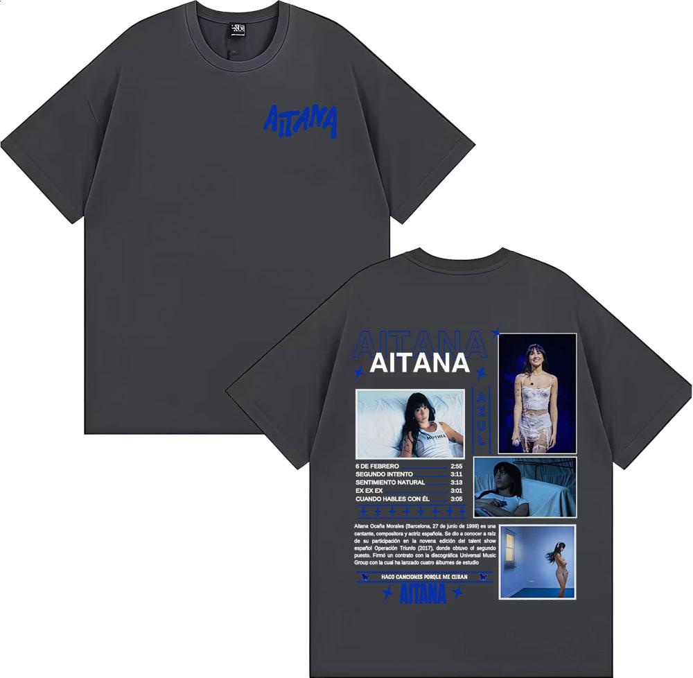 Cantante Aitana Cuarto Azul Álbum Tour Portada Camisetas Unisex Tendencia de Moda High Street Camiseta Mujer Verano Cuello Redondo Camisetas de Algodón