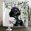 Butterfly Flower Girl Bathroom Curtain Polyester Waterproof Fabric Shower Curtain Valentine's Day Heart Pattern Bathtub Screen