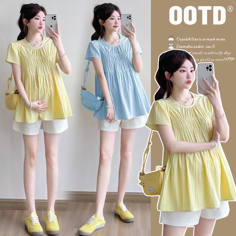Summer Maternity Loose Fit Sweet Doll Short Sleeve Top Extra Large