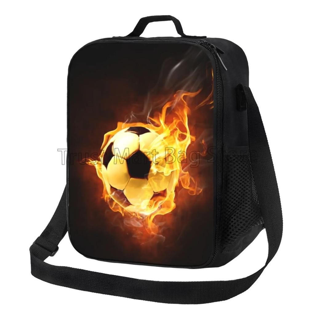 Soccer Ball Insulated Lunch Bag for Women Men Football Reusable Lunch Box for Office Work School Picnic Beach Cooler Tote Bags