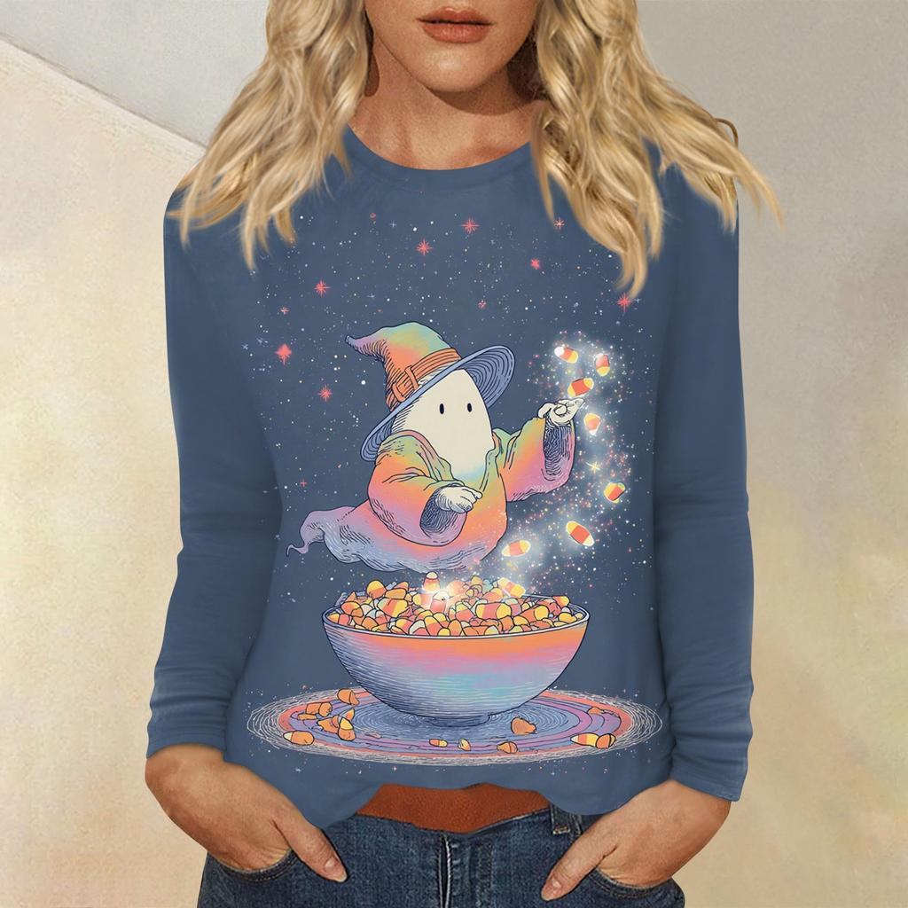 Women's Daily Casual Long-sleeved Printed O-neck Top