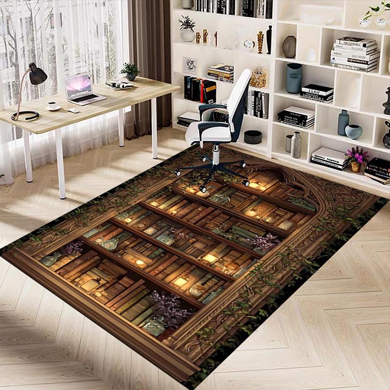 1 Stück Bücherregal Bibliothek Rutschfester Teppich für Büro & Wohnzimmer & Schlafzimmer & Esszimmer - Flachgewebe Maschine-O346