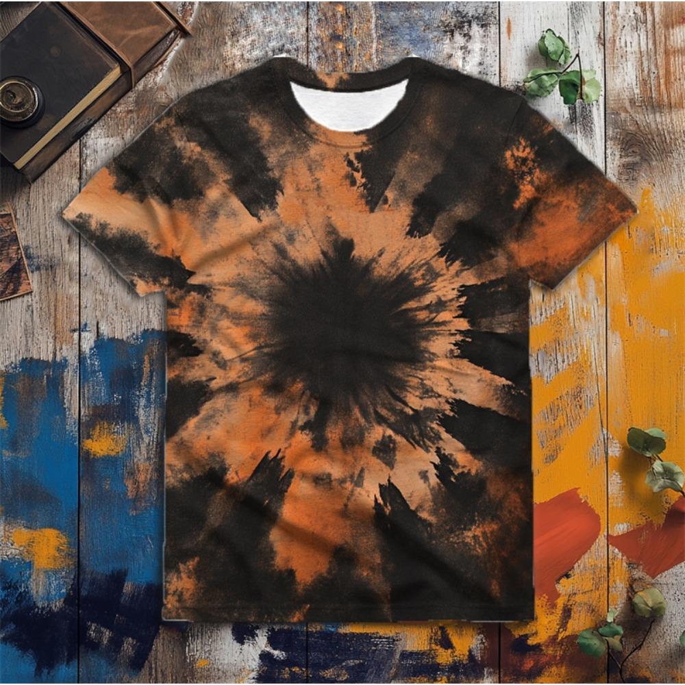 Mode Batikmönster 3D-tryckta T-shirts för män Sommar Enkla Kortärmade Rundhals T-shirts Lös Harajuku Topp