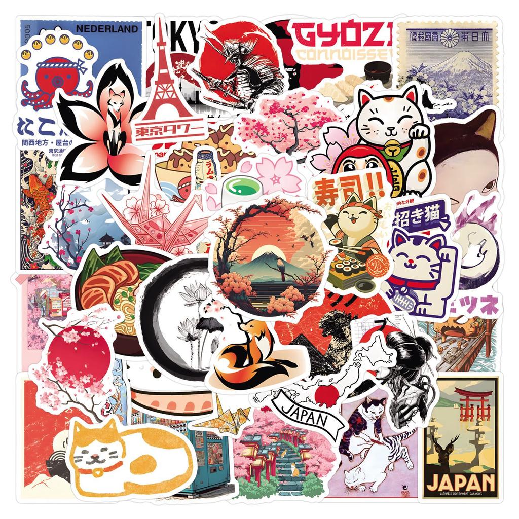 55 Japanese Cartoon Graffiti Stickers Decorate Suitcase Laptop Mobile Phone Stickers