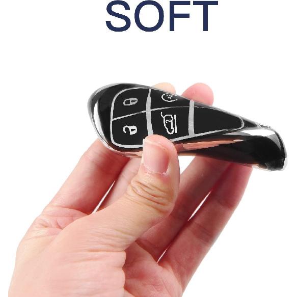 QBUC For Jeep Key Fob Cover With Keychain TPU Protection Key Case Compatible With Grand Cherokee Renegade Compass Smart Key