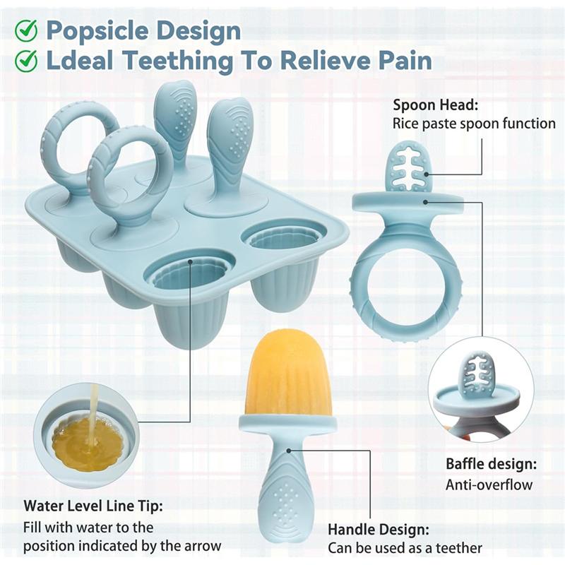 Silikonowe foremki na lody dla dzieci z patyczkami, Mini foremki na lody dla niemowląt, Foremki na lody z mleka matki do łagodzenia bólu podczas ząbkowania