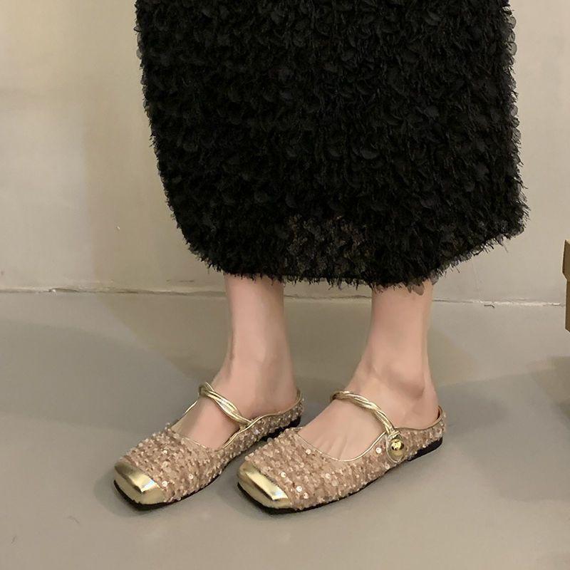 Mary Jane women's shoes flat-bottomed square head shoes 2025 new spring temperament square head grandma shoes small fragrant style gentle style shoes