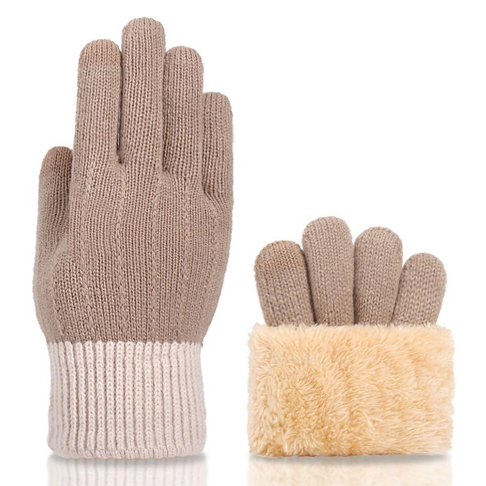 Touchscreen Knitted Fleece Gloves Winter Warm Furry Warm Mitts Female's Gloves  Outdoor Sport