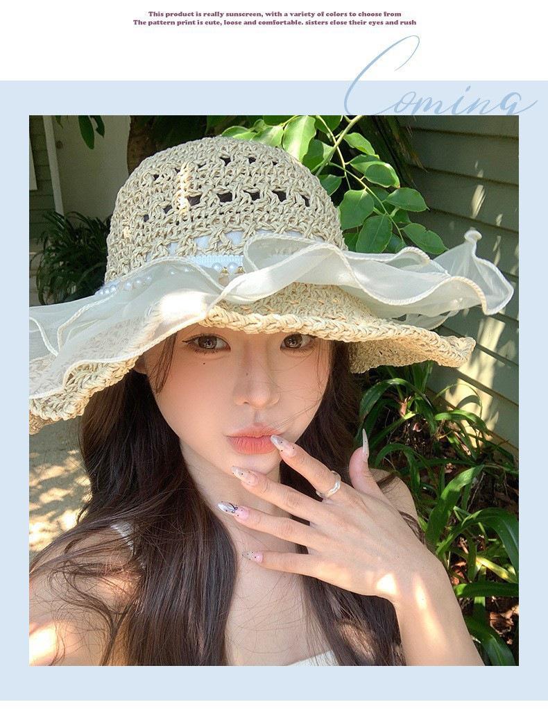 Women's Large Brim Breathable Straw Sun Hat for Full Face Protection